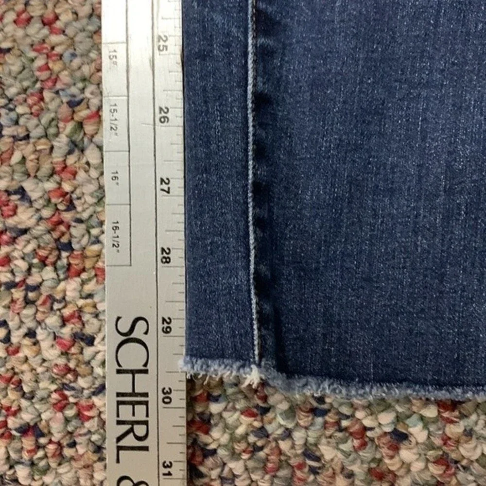 J. Crew Women's Blue Mid-Rise Cropped Frayed Straight Leg Jeans Size 26 Tall
